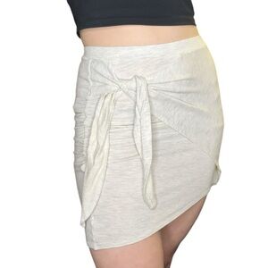 Monrow Revolve Mini Skirt New With Tags Tie Wrap Detail Size XS Neutral Beige